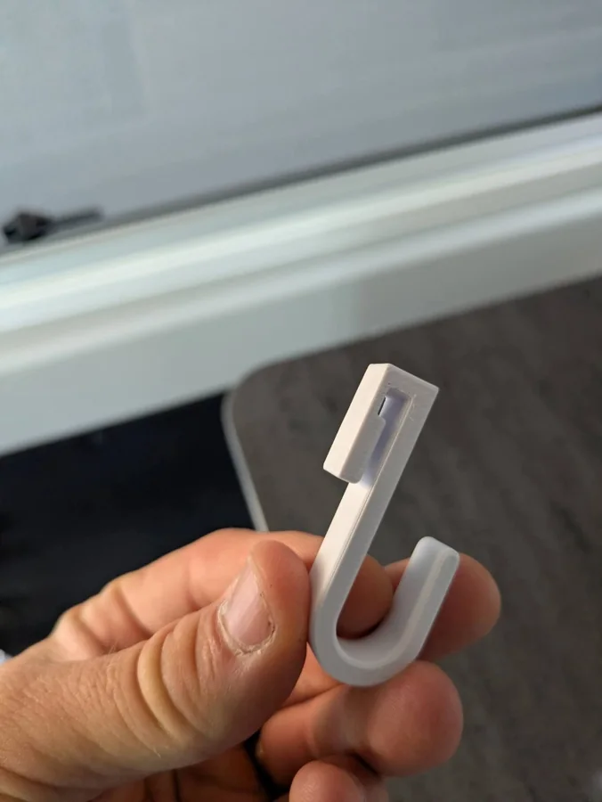 Détail du crochet de porte imprimé en 3D