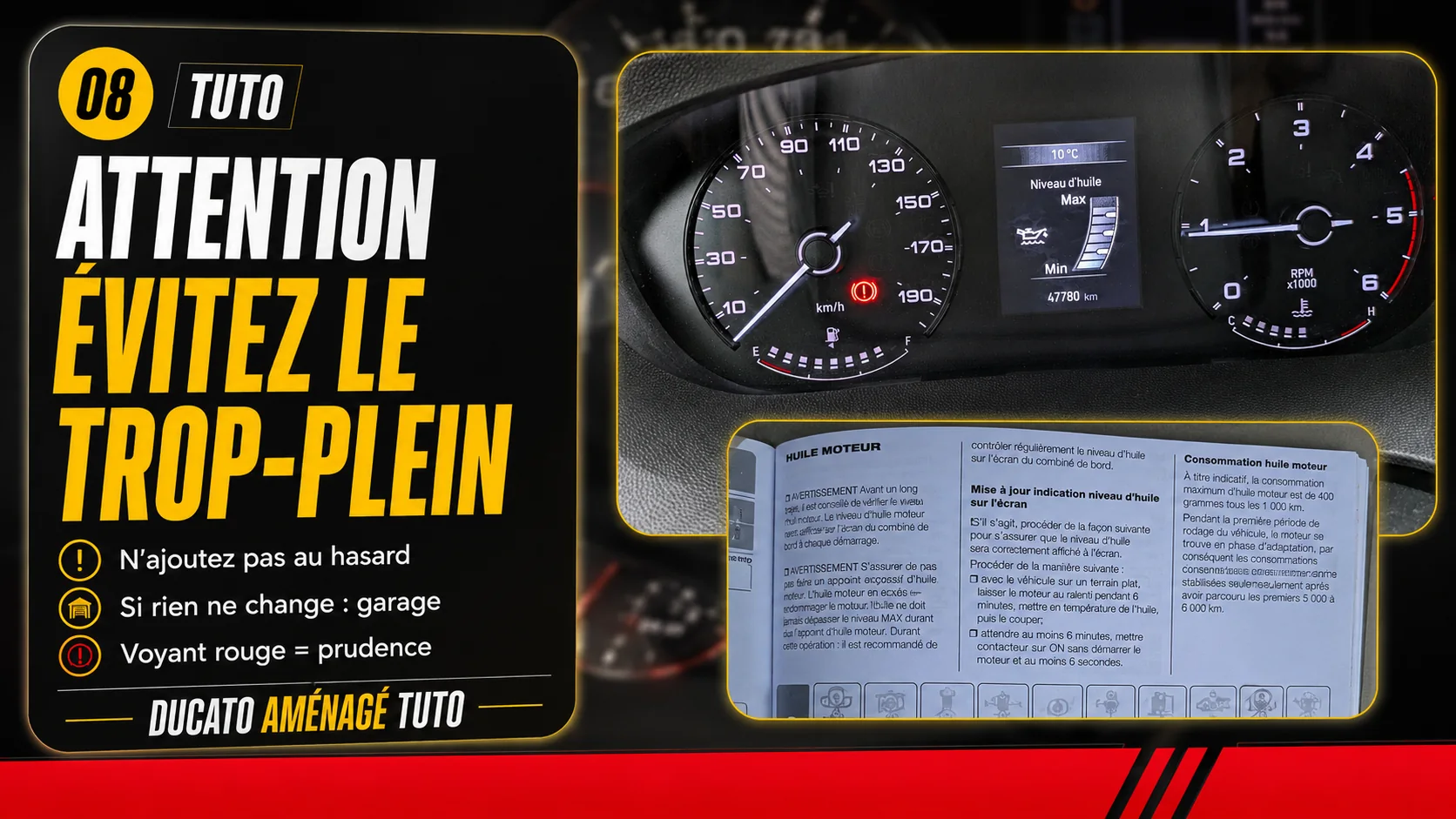 Précautions pour éviter le trop-plein d’huile sur Fiat Ducato